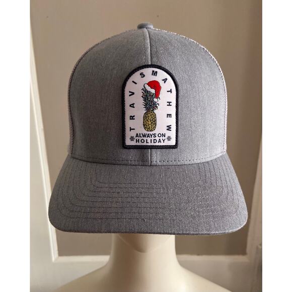TRAVIS MATHEW FlexFit 110 Gray Trucker Snapback Cap 'Always on Holiday" - Picture 1 of 11
